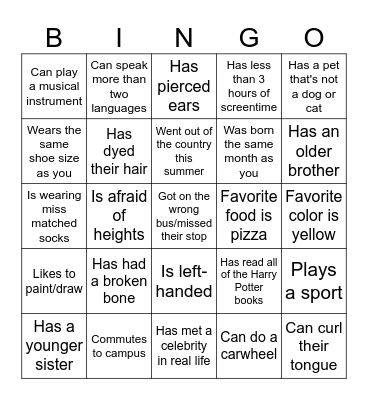 Find Someone Who... Bingo Card