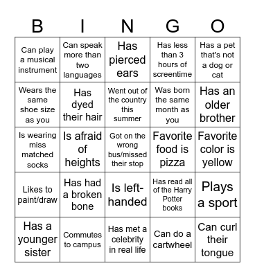 Find Someone Who... Bingo Card