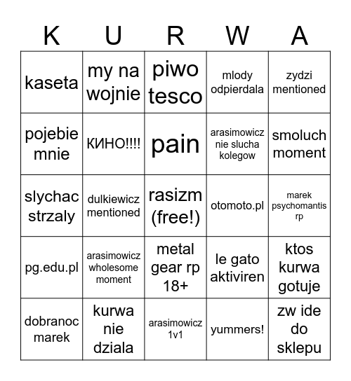 jazzingo Bingo Card