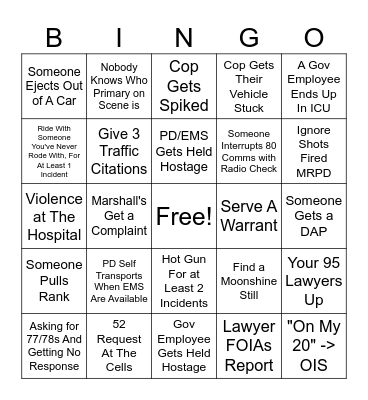 Drinking Night Bingo Card