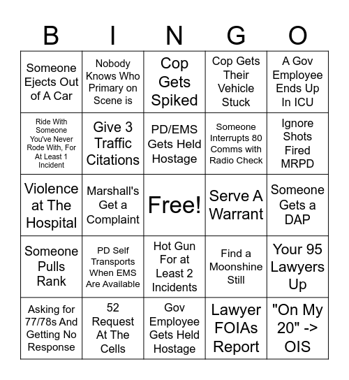 Drinking Night Bingo Card