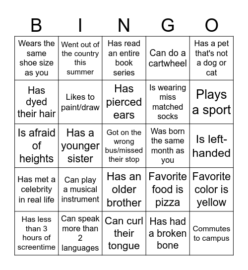 Find Someone Who... Bingo Card