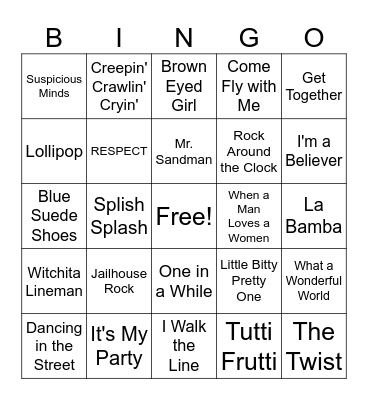Music Bingo Card