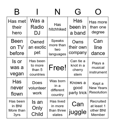 People Bingo for Group Bingo Card