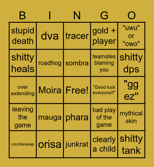 OVERWATCH BINGO Card