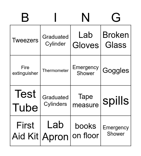 Laboratory Equipment Bingo Card