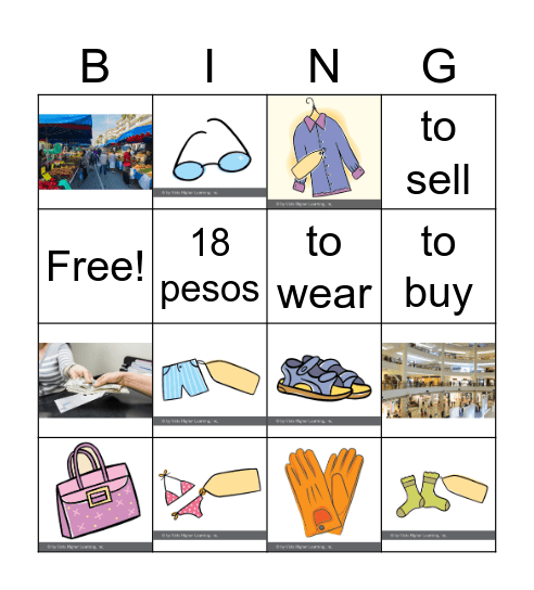 Clothing Bingo Card