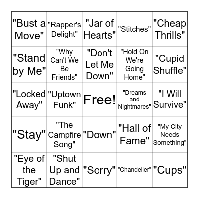Musical Bingo Card
