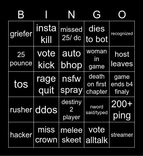 l4d2 vrs bingo Card