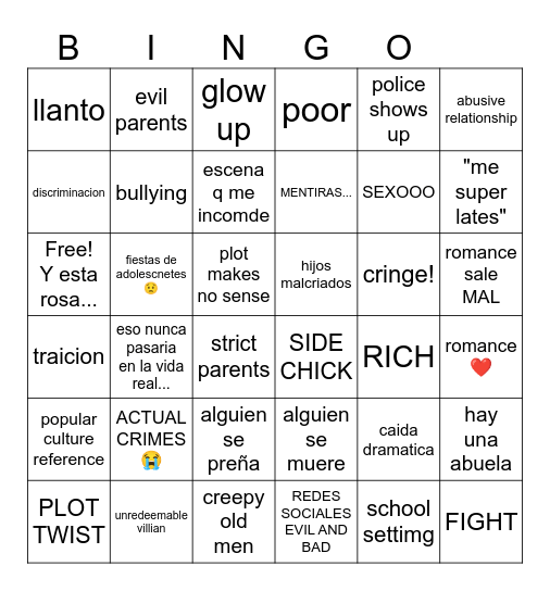 LA ROSA DE GUADALUPE Bingo Card