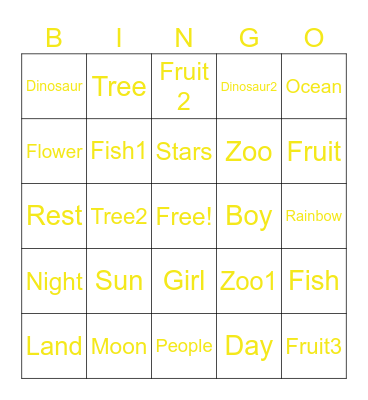 Creation Bingo Card