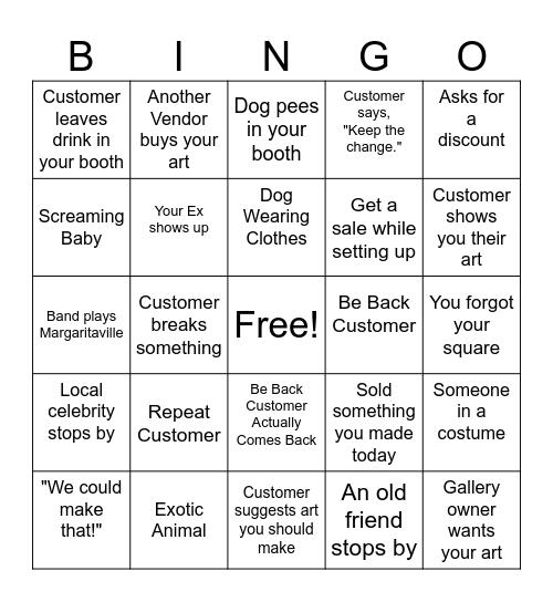 ART FAIR BINGO Card