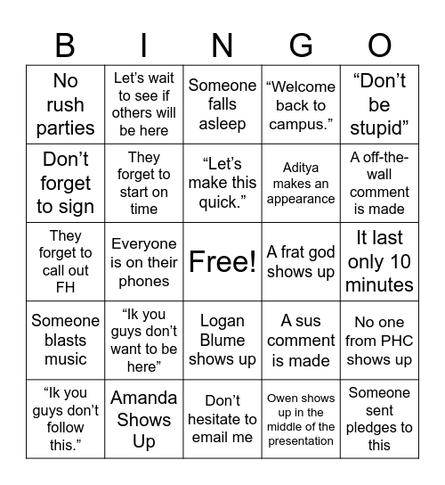 IFC RISK WKSHP Bingo Card