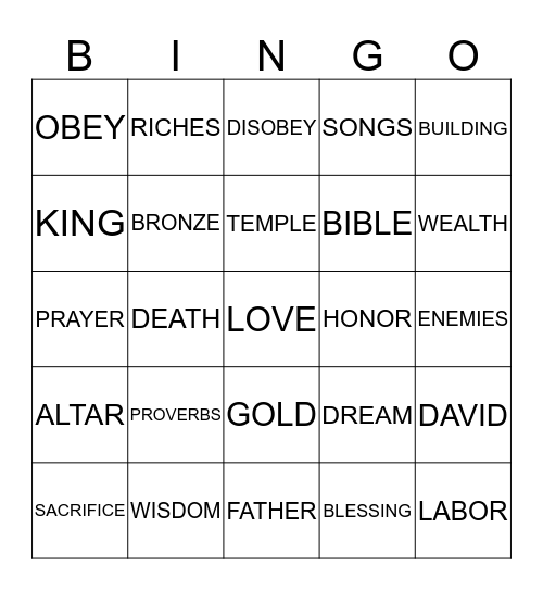 SOLOMON'S WISDOM Bingo Card