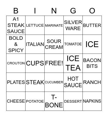 GNT MARRIAGE MINISTRY STEAK NIGHT Bingo Card