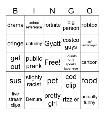 Cursed Bingo Card