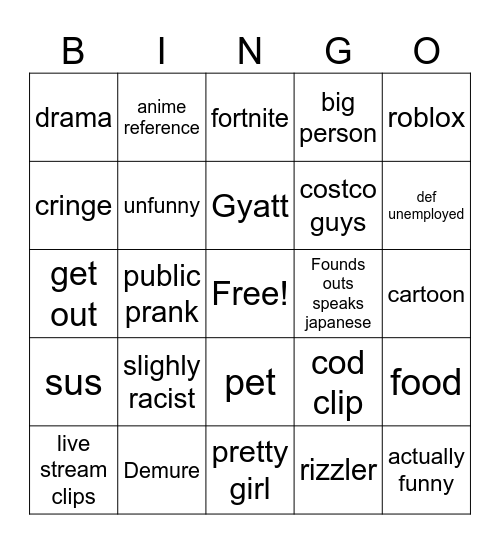 Cursed Bingo Card