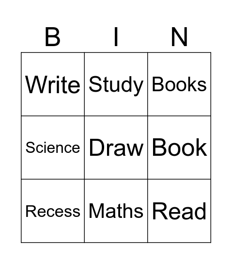 SCHOOL Bingo Card