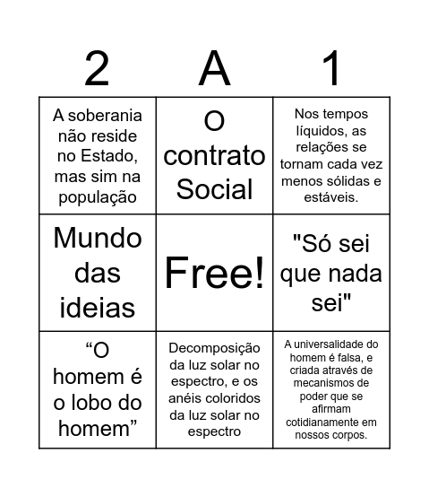 Bingo dos Pensadores Bingo Card