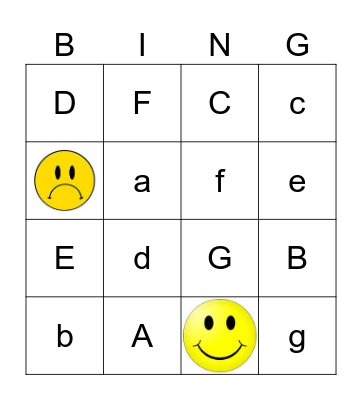 Letter Bingo Card