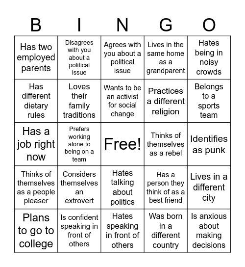 Find someone who.... Bingo Card