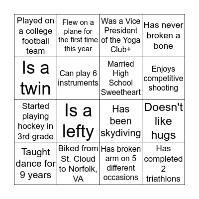 PEOPLE BINGO! Bingo Card