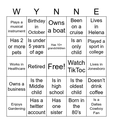 Family Reunion Bingo Card