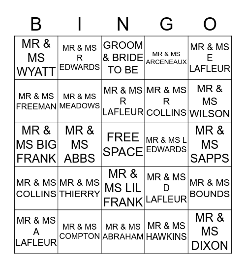 GNT MARRIAGE MINISTRY STEAK NIGHT Bingo Card