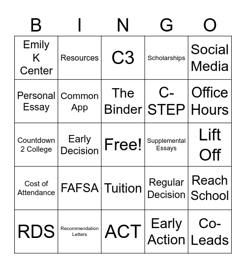 BOOST Beyond Lift Off Bingo Card