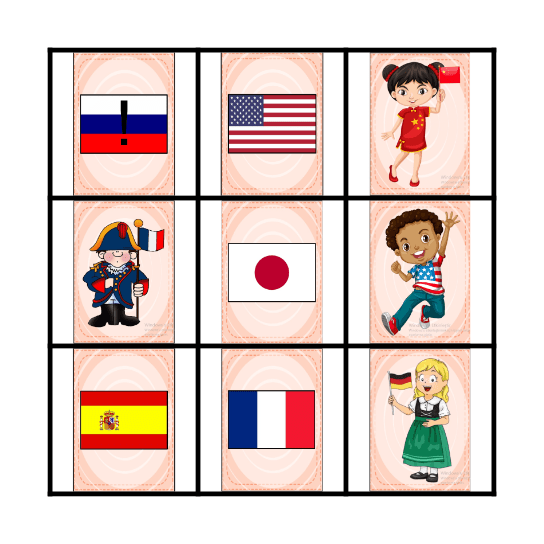 Countries and Nationalities Bingo Card