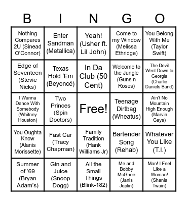 Gaylen’s Musical Meeting Bingo!! Bingo Card