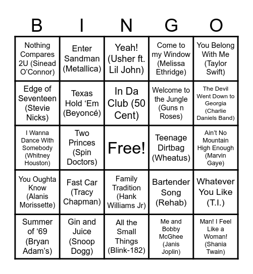 Gaylen’s Musical Meeting Bingo!! Bingo Card