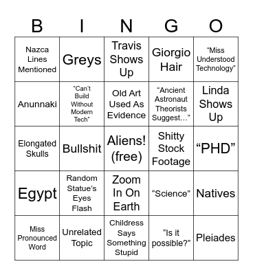 Ancient Aliens Bingo 2 Bingo Card