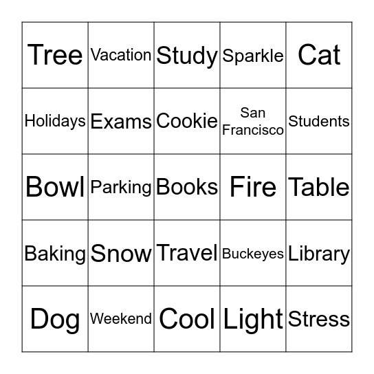 Winter Bingo Card