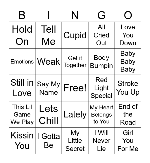 R & B BINGO Card