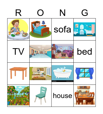 Rooms in the house Bingo Card