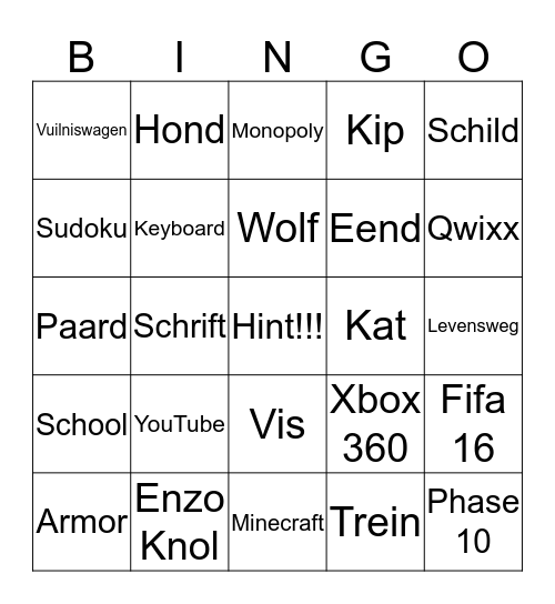 Minecraft Wie Ben Ik? Bingo Card