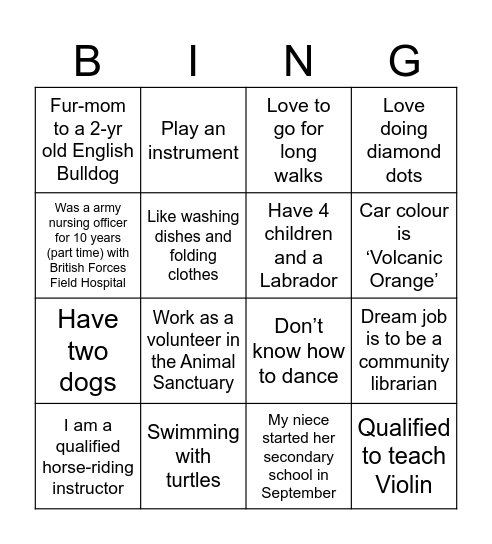 BUDDY BINGO Card