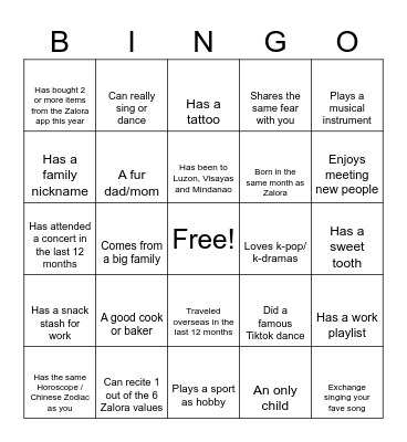 FIN FAM BAM BINGO Card