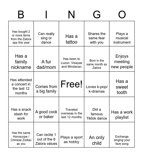 FIN FAM BAM BINGO Card