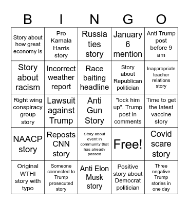WTHI FACEBOOK Bingo Card