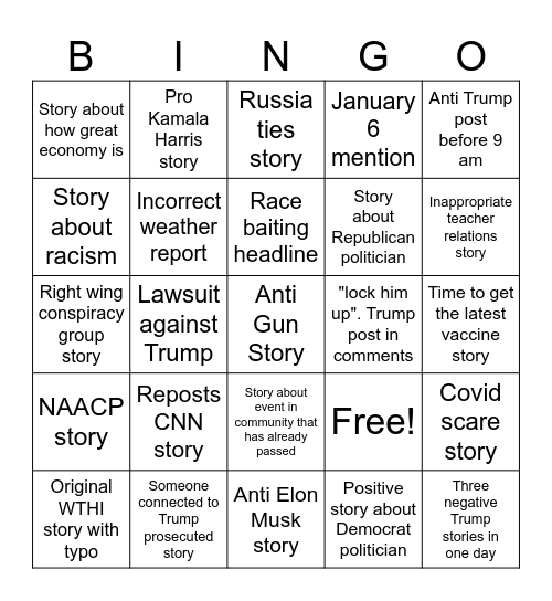 WTHI FACEBOOK Bingo Card