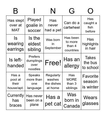 TGIF Human Bingo Card