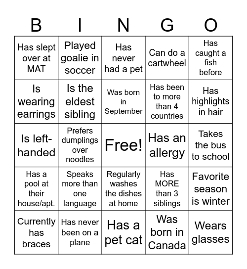 TGIF Human Bingo Card