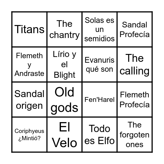Felix preguntas del DA Bingo Card