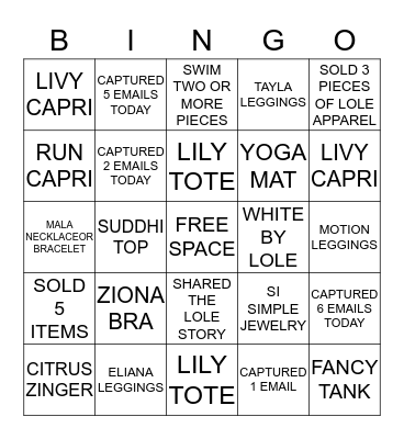 LOLE BINGO Card