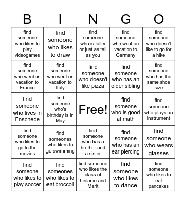 Find someone who.... Bingo Card