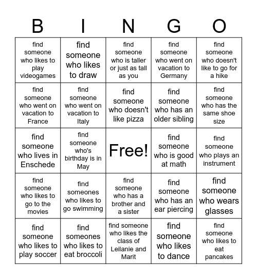 Find someone who.... Bingo Card