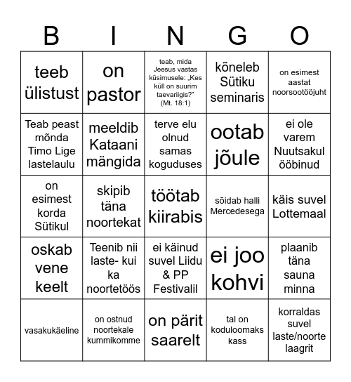 Inimbingo Sütik 2024 Bingo Card