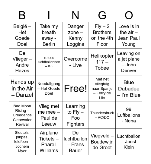 AIR Fransen Familiedag 2024 Bingo Card